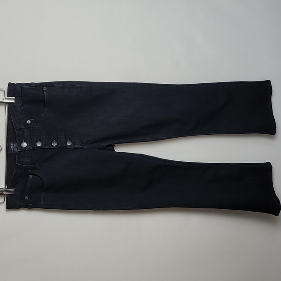 J. Crew Denim - NWOT J. Crew Dark Wash Indigo Button Fly High Rise Crop Flare Jeans Size 27